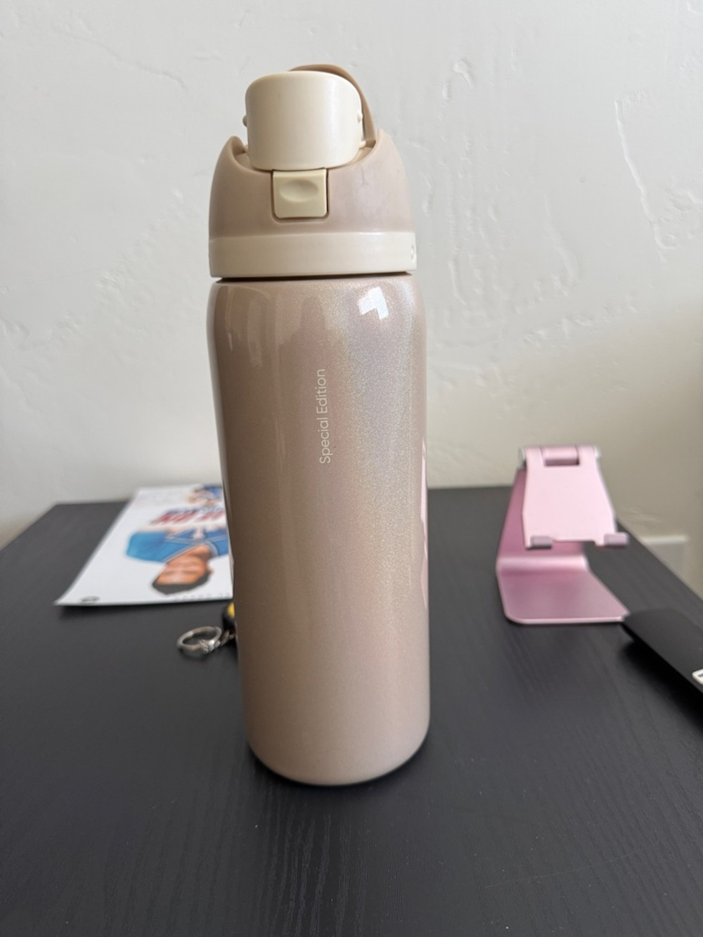 Owala Pink-Tan Stainless Water Bottle with Carry Handle - Picture 2 of 3